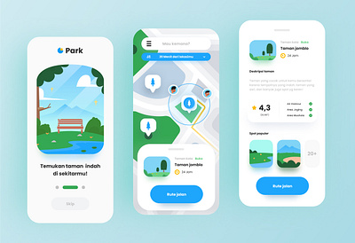 Park - Nearby park finder app android android app app application clean design design app illustration iphone app mobile onboarding park simple ui ux