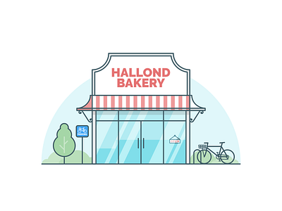 Bakery Shop architecture bicycle commuterbike exterior flat design illustration inkscape minimalist