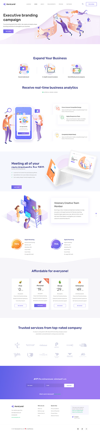 Aeroland Vue JS App Saas Landing Page Template app modern onepage vuejs responsive saas bootstrap4 saas landing saas software vue bootstrap vue cli vue template vuejs template