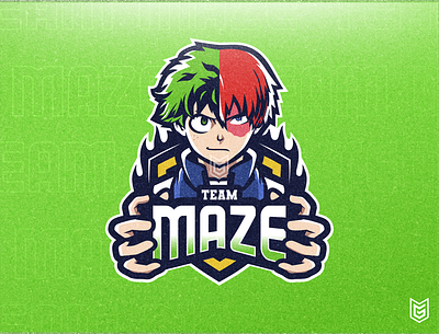 TEAM MAZE | Anime Esport Logo Mascot anime branding coreldraw design drawing esport esportlogo gamer games gaming illustration logo mascot midoriya my hero academia streamer todoroki ui youtube youtube logo