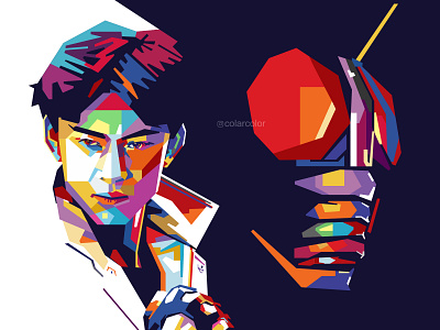 Kotaro Minami X Kamen Rider Black colorful art japan japanese kamen rider kamen rider black kotaro minami pop art pop art portrait popart portrait art portrait illustration tokusatsu vector art vector illustration vectorart wpap