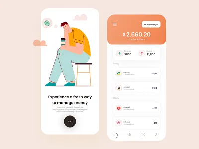 Personal Financial Manager App app design app development budget budget app colorful colors expense expense manager expense tracker finance illustrator income light manage minimal personal smartdesign transition web design web development