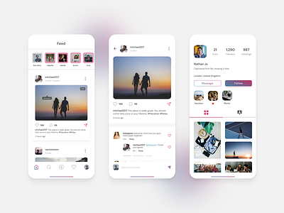 Social Media App clean comment feed instagram ios light mode media photo sharing photos social social media ui ux