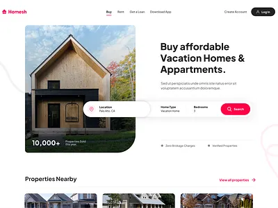 Real Estate Website Concept airbnb clean header housing landing page minimal modern realestate search startup