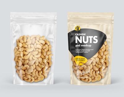 Clear Plastic Pouch w/ Cashew Nuts Mockup 3d design mock up mockup mockup design mockupdesign pack package smartobject visualization