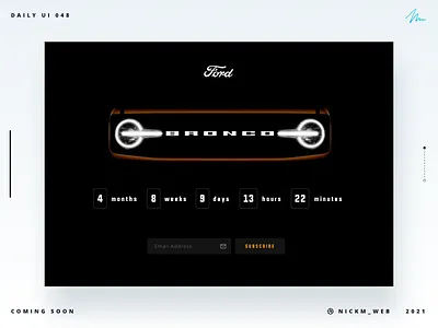 2021 Bronco Coming Soon | Daily UI Challenge 048 (Coming Soon) bronco coming soon comingsoon daily daily ui daily ui 048 daily ui challenge dailyui dailyui048 dailyuichallenge ford
