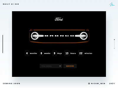 2021 Bronco Coming Soon | Daily UI Challenge 048 (Coming Soon) bronco coming soon comingsoon daily daily ui daily ui 048 daily ui challenge dailyui dailyui048 dailyuichallenge ford