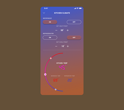 kitchen Control App design dribbble dribbleweeklywarmup figmadesign gradient ui vector