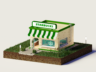 Voxel coffee shop 3d 3dpixel coffee shop design illustration isometric isometric design isometry lighting lowpoly magicavoxel pixel starbucks voxel