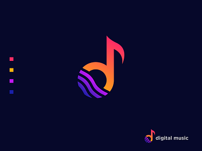 Digital music Logo ( Letter 'd' + wave + music ) brand design brand identity branding d logo d music logo d wave logo digital digital music logo logo design logo designer logo inspiration logo presentation logotype minimal modern logo music music app wave logo wave music logo