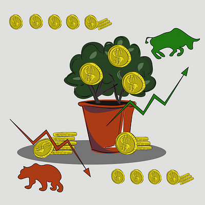 Trading, stock trading, forex market, short, long, bank deposits bank deposits bitcoins color concept cryptocurrency forex market illustration investing and making money logo long short stock trading vector