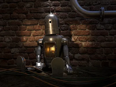 lonely robot 3d 3d art 3d modeling 3drender 3dsmax coronarender design illustration robot steampunk