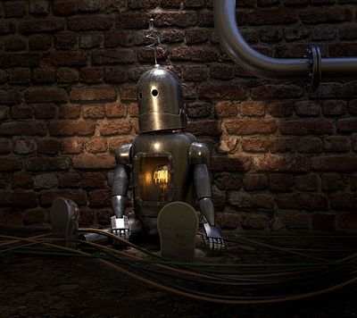 lonely robot 3d 3d art 3d modeling 3drender 3dsmax coronarender design illustration robot steampunk
