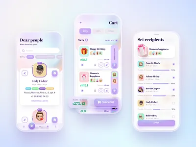Gifter app - part 2 app application design digital e commerce app figma gift glassmorphism ui uiux ux