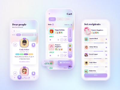 Gifter app - part 2 app application design digital e commerce app figma gift glassmorphism ui uiux ux
