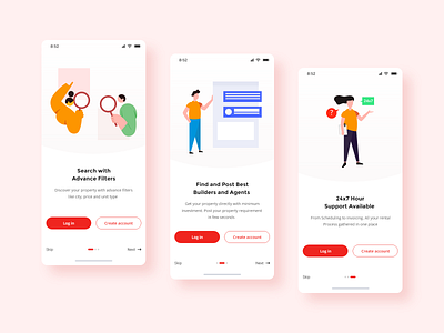 Property Search Onboarding Screens app design app interaction app onboarding design dribbble home illustration intraction onboarding onboarding screens property realestate search ui ui ux ux