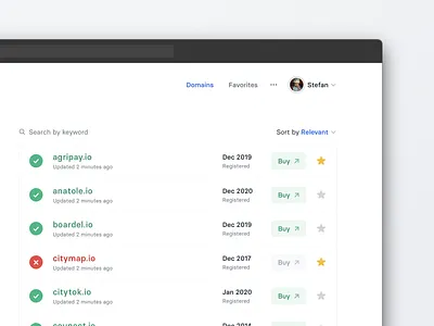 Onlook list view app design domains exploration favorite interface layout light list minimal simple ui