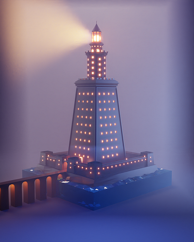 Pharos (lighthouse) of Alexandria 3d 3d art blender blender3d design designer illustration lowpoly