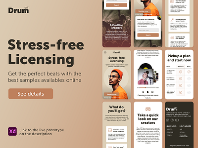 Drum-Off - A Royalty Free Music adobe xd beats interface music music app ui uidesign website