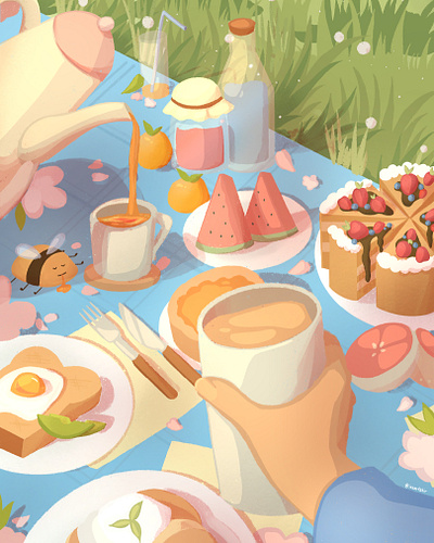 Spring Picnic art design digital illustration procreate