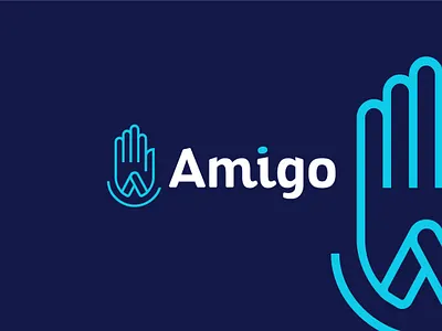 Blue hand with a letter logo a letter a logo blue branding design hand identity logo