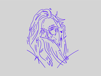 Grey Blue digital digital draw face girl graphic illustration minimal portrait stylized vector