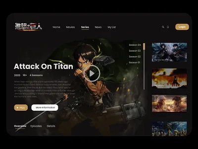 Video Streaming Anime Service UI attack on titan design netflix ott ui ui design uiux video web web design website