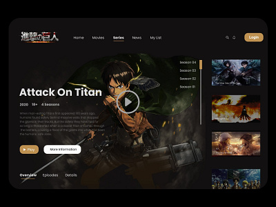 Video Streaming Anime Service UI attack on titan design netflix ott ui ui design uiux video web web design website