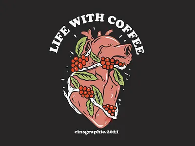 Heart Coffee apparel apparel design artwork badge design badge logo drawing illustration logo tees design tshirt design