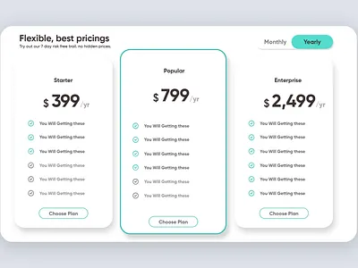Modern Price Table UX/UI Design branding design minimal price table ui ux uxdesign uxui web webdesign website