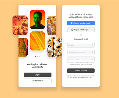 A Sample UI for an Art based Application app branding design flat minimal ui ux