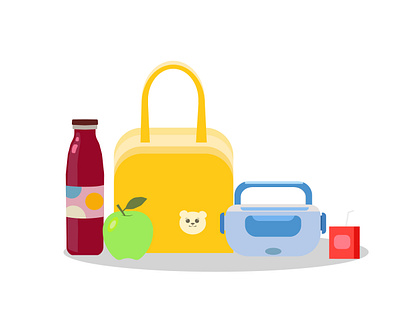 Lunchbox set apple bag box eat element flat food healthy illustration isolated lunch lunchbox meal nutrition object pack package school set snack