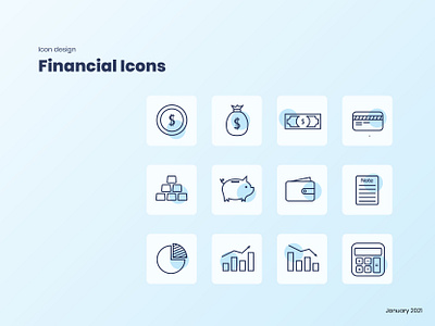 Financial Icons design flat flat design icon icon design icon set iconography illustration vector