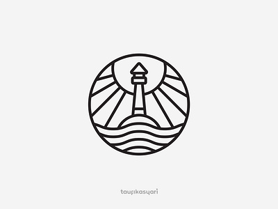 Lighthouse In The Daylight anchorage bay branding graphic design harbor icon lighthouse logo logo design marine monoline ocean port sea security ship