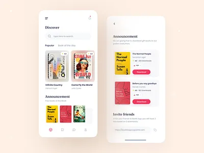 Ebook app book book app book cover book cover design book design booking books books app card cart clean clean app design discover ebook education online education reading reading app search shop