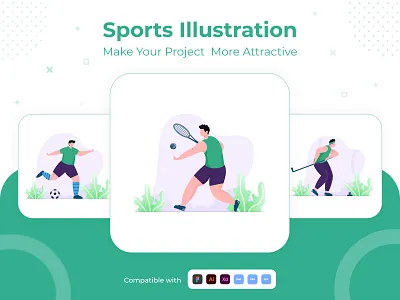Sports illustration character design set action athletics battle competitive fast idea movement player professional running training workout