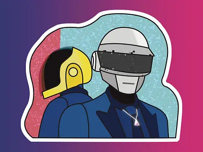 Daft Punk affinitydesigner daft punk digital illustration procreate sticker sticker design vector