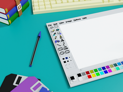 Microsoft Paint classic 3d 3d icons 95 98 blender classic desktop illustration interface microsoft modern ms paint nostalgia oldschool paint pc software tabletop tools windows