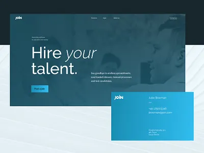 Old visual design of join.com design home job landing talent ui