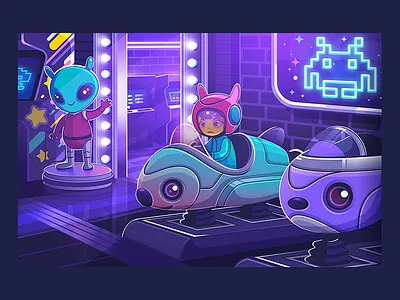 Arcade Planet alien arcade art cute illustration karyl gil neon planet purple space vector