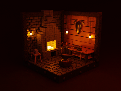 Medieval Forge 3d 3d art 3d modeling 3dmodel art blender3d design illustration low poly low poly