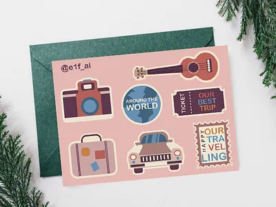 Стикеры "Наше путешествие" art design flat graphic design illustration illustrator logo typography vector web стикер