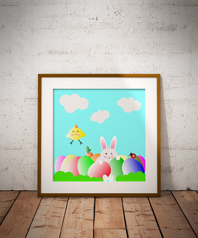 Happy Easter! Soon ! art chicken colorful decor decorative art design easter easter bunny easter egg eggs illustration interior sky wallart