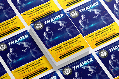 THAIGER GYM - MUMBAI advertising design advertisment blue poster design branding branding design design designer digital flyer design flyer design flyer designer flyer designs graphic design graphic designer graphicdesign gym illustration iyane designs logo design poster design social media design