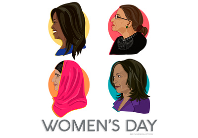 International Women's Day adobe illustrator international womens day kamala harris malala michelle obama ruth bader ginsburg vector portrait women women empowerment womens day