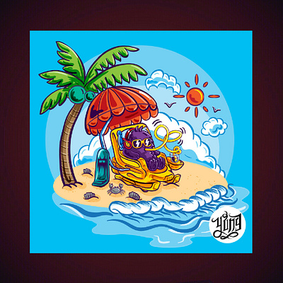 Monster life- seaside cute illustration monster seaside vector