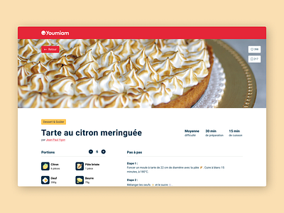 Youmiam - recipe website cooking design food ingredients louise semendjan recipe redesign ui ux website youmiam