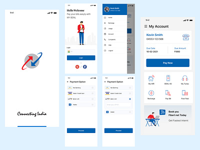 BSNLApp adobexd app concept creativecloud design figma illustration ios 10 ui ux