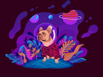 Space dog artwork illustration ui visual design web
