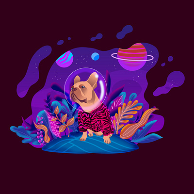 Space dog artwork illustration ui visual design web